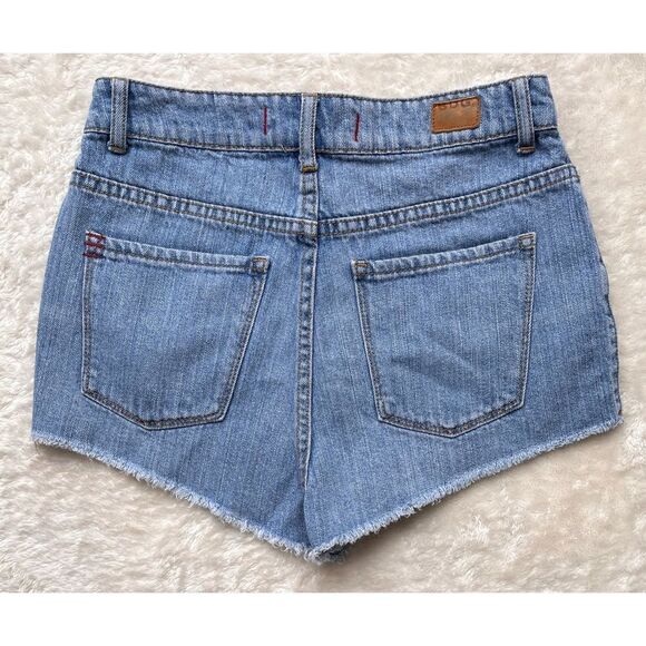 Urban Outfitters BDG High Rise Cheeky Distressed Cut Off Denim Shorts, Size 28 - Picture 14 of 16